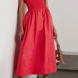 Staud Jackson Midi-Dress in Hibiscus- Medium